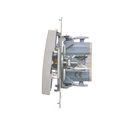 Single pole switch with LED backlight (module) 10A 250V quick connectors silver (metallic)