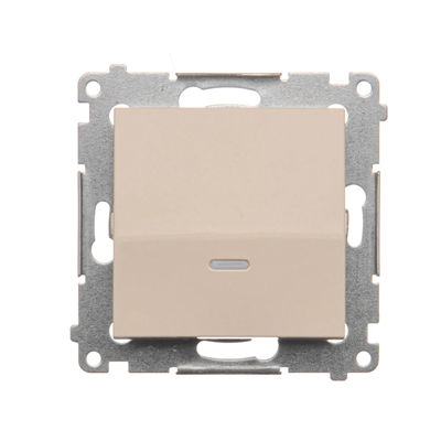 Single push button with LED backlight without pictogram (module) 10A 250V quick connectors cream