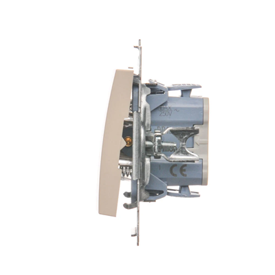 Single push button with LED backlight without pictogram (module) 10A 250V quick connectors cream