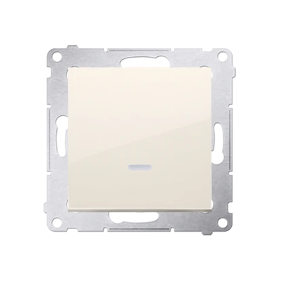 Single push button with LED backlight without pictogram (module) 10A 250V quick connectors cream