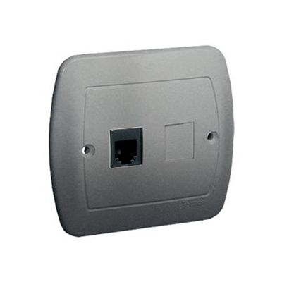 Single RJ11 telephone socket silver metallic