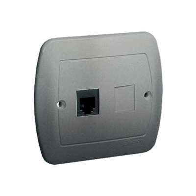 Single RJ11 telephone socket silver metallic