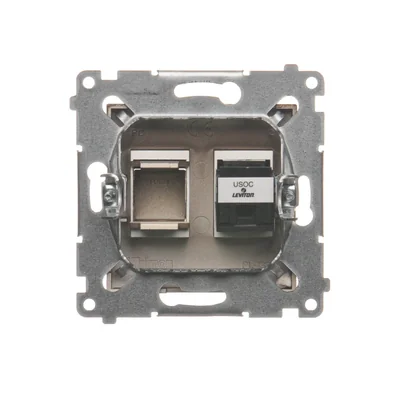 Single RJ12 telephone socket (module) brown matt metallic