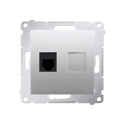 Single RJ12 telephone socket (module) silver (metallic)