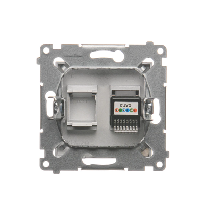 Single RJ12 telephone socket (module) silver (metallic)