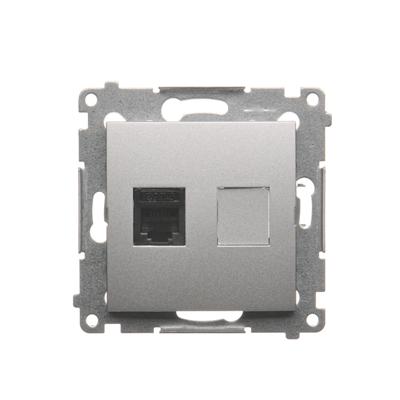 Single RJ12 telephone socket (module) silver (metallic)