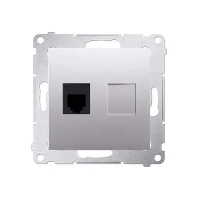 Single RJ12 telephone socket (module) silver (metallic)