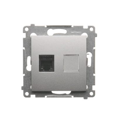Single RJ12 telephone socket (module) silver (metallic)