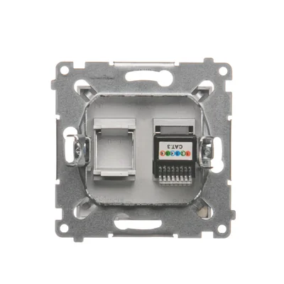 Single RJ12 telephone socket (module) silver (metallic)