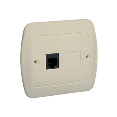 Single RJ12 telephone socket with a cover beige