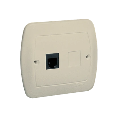 Single RJ12 telephone socket with a cover beige