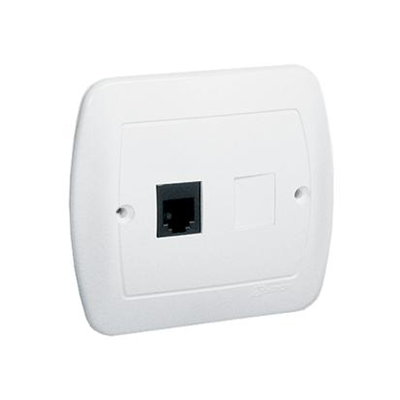 Single RJ12 telephone socket with a white cover