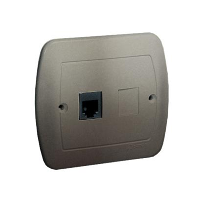 Single RJ12 telephone socket with satin metallic cover