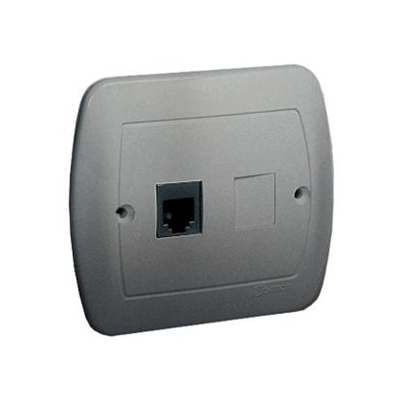 Single RJ12 telephone socket, with silver metallic cover