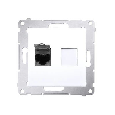 Single RJ45 computer socket, category 6, shielded with anti-dust cover (module) white