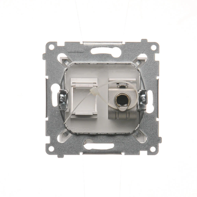 Single RJ45 computer socket, category 6, shielded with anti-dust cover (module) white