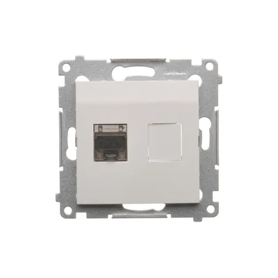 Single RJ45 computer socket, category 6, shielded with anti-dust cover (module) white