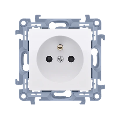 Single socket outlet with earthing and shutters for current paths (module) 16A 230V white