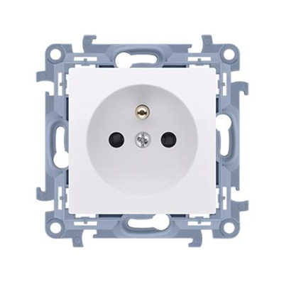 Single socket outlet with earthing and shutters for current paths (module) 16A 230V white