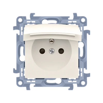 Single socket-outlet with earthing IP44 with seal (module) 16A 230V cream with a flap