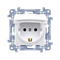 Single socket outlet with earthing schuko IP44 with a seal and shutters for current paths (module) 16A 230V white with a flap