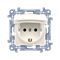 Single socket outlet with earthing schuko IP44 with seal (module) 16A 230V cream with a flap