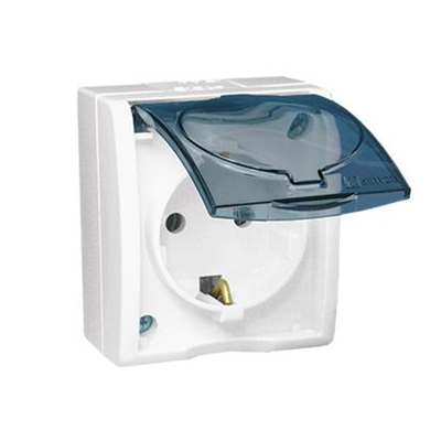 Single socket-outlet with earthing type Schuko IP54 white 16A