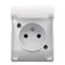 Single socket-outlet with grounding (2P+E) n/t IP44 white with a white flap, Koala