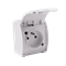 Single socket-outlet with grounding (2P+E) n/t IP44 white with a white flap, Koala