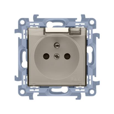 Single socket-outlet with grounding IP44 with a seal (module) 16A 230V cream with a transparent flap