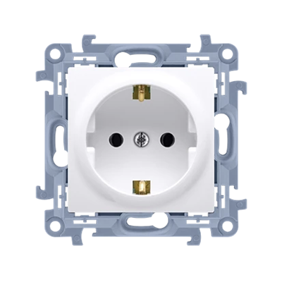 Single socket outlet with schuko earthing and shutters for current paths (module) 16A 230V white