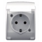 Single socket with grounding (2P+E) n/t IP44 white, beech