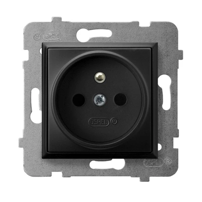 Single socket with grounding black metallic