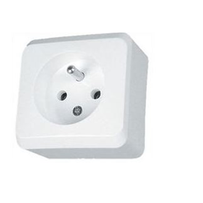 Single socket with grounding, white