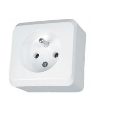 Single socket with grounding, white
