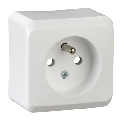 Single socket with grounding, white