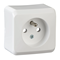 Single socket with grounding, white