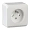 Single socket with grounding, white