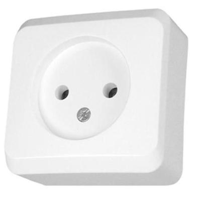 Single socket, without grounding, white