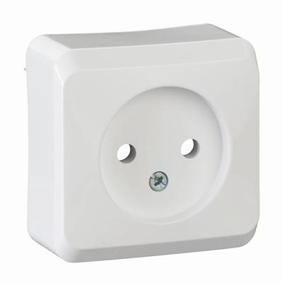 Single socket, without grounding, white