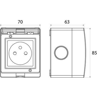 Single surface-mounted socket GPN IP55 AQUA55 gray