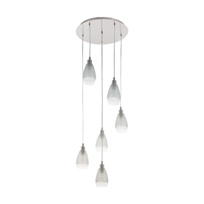 SIRACUSA Six-bulb pendant lamp, satin nickel