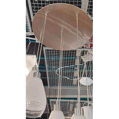 SIRACUSA Six-bulb pendant lamp, satin nickel