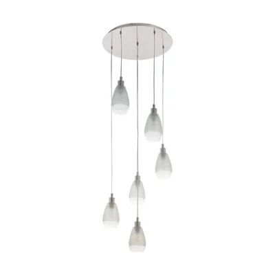 SIRACUSA Suspension à six lampes, nickel satiné