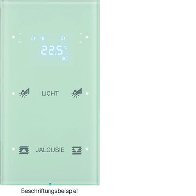 SISTEMA KNX R.3 Sensor táctil de 2 vías con controlador de temperatura, configurable, cristal blanco