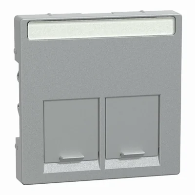 SISTEMA M Placa central doble para conector RJ45 Schneider Electric, aluminio
