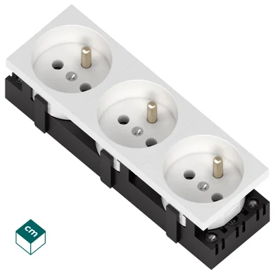SKO-45 / 3B Zásuvka 3x2P+Z bez zámku PBT (bílá trojitá)
