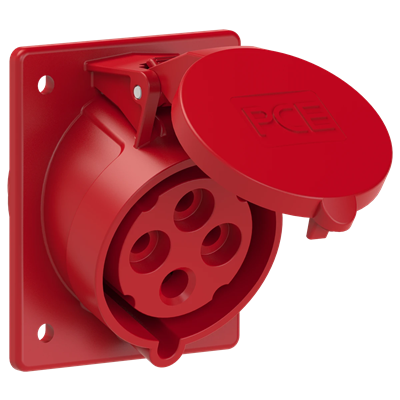 Slanted panel socket TWIST 32A 400V 3P+E 80x97mm IP44