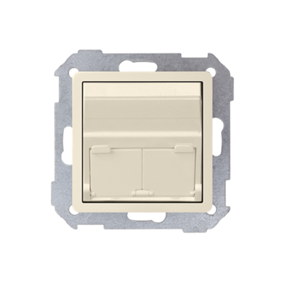 Slanted RJ45 x2 socket cover beige