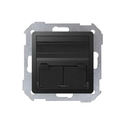 Slanted RJ45 x2 socket cover graphite